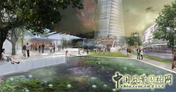 “Bayou Commons”中央公园效果图 城市设计竞赛 世界园林 规划设计 中国风景园林网
