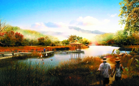 生态湿地公园效果图