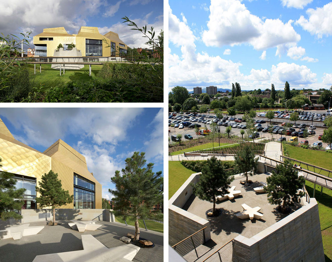 英国伍斯特大学蜂巢图书馆雨水花园景观设计