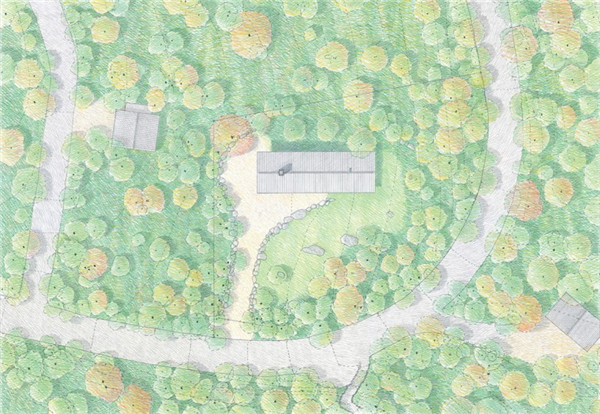 日本：混凝土基座上的林中小屋