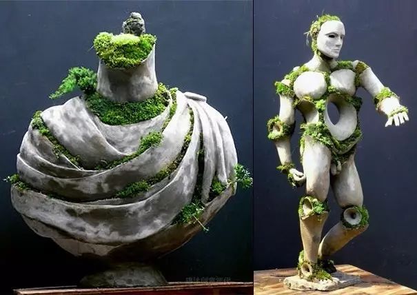 超有创意，是雕塑还是花盆？