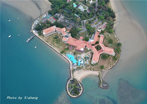 航拍沙巴最美酒店，俯瞰东姑阿都拉曼公园