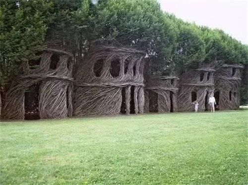 用树枝与藤蔓，编织的庭院景观雕塑