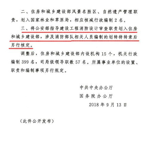 中办国务院发布调整住建部职责机构编制通知