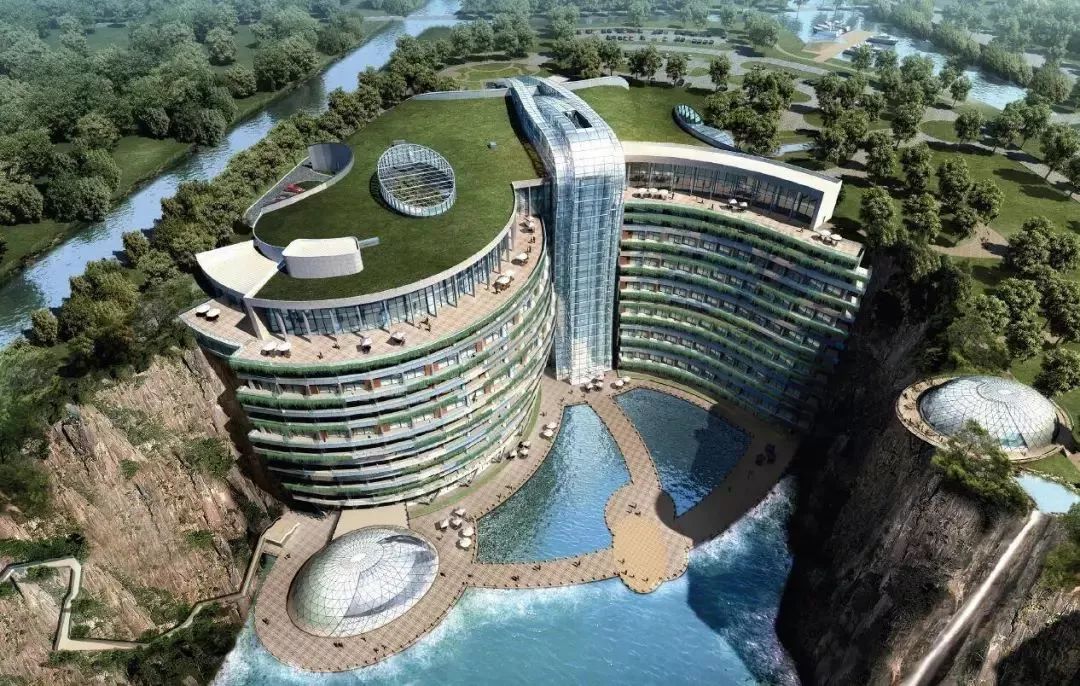 中国建筑又添一奇：世界唯一深坑酒店开业