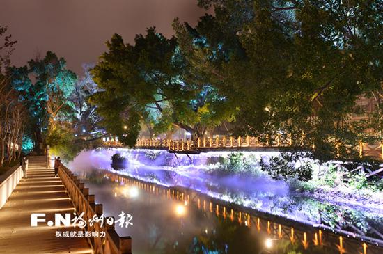 福州打造白马河夜色景观带 品味“画”中榕城